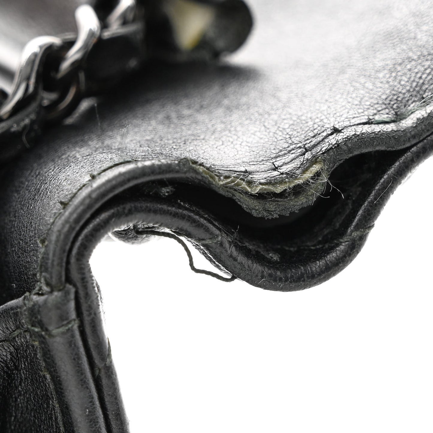 Crumpled Calfskin Quilted Wallet On Chain WOC So Black