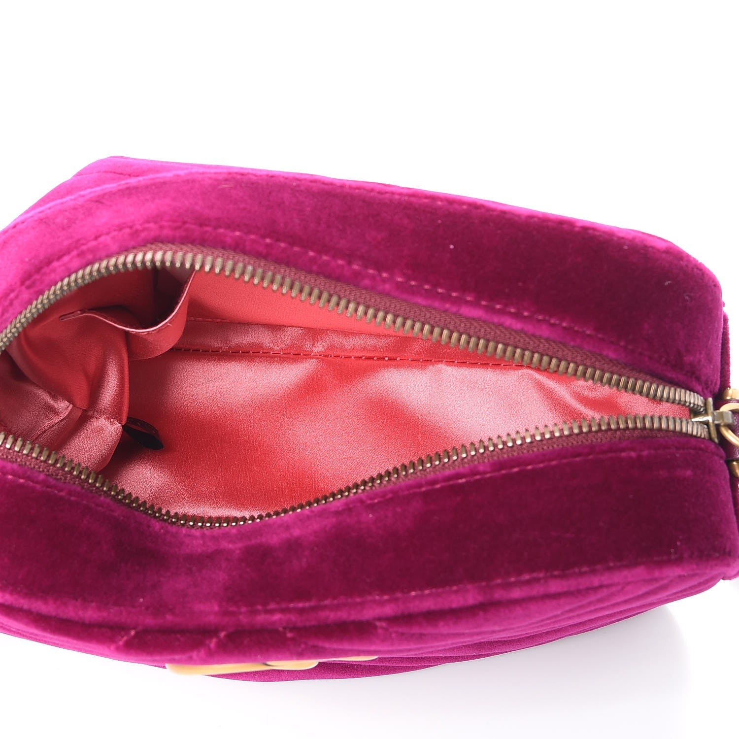 Gucci Velvet Matelasse Small GG Marmont Chain Shoulder Bag Fuchsia Violet Cyclamen 5 of 9