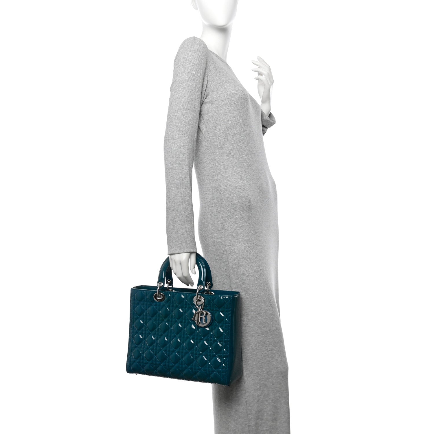 Christian Dior Patent Cannage Large Lady Dior Blue 2 of 10