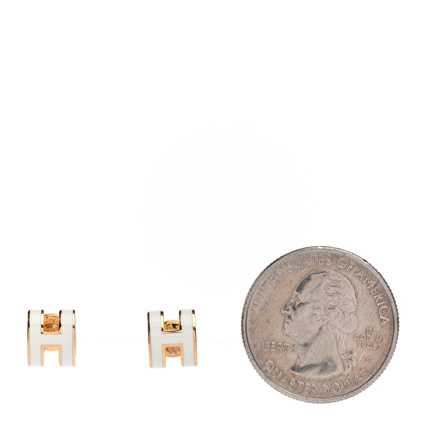 Rose Gold Lacquered Mini Pop H Earrings White