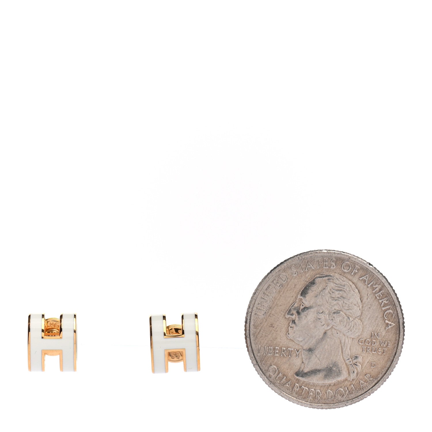 Hermes Rose Gold Lacquered Mini Pop H Earrings White 2 of 4