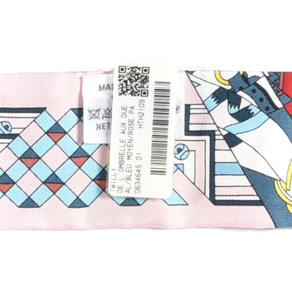Hermes Silk De l'Ombrelle Aux Duels Twilly Bleu Moyen Rose Pale 3 of 3