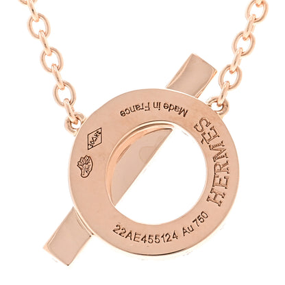 Hermes 18K Rose Gold Diamond Finesse Pendant Necklace 5 of 6