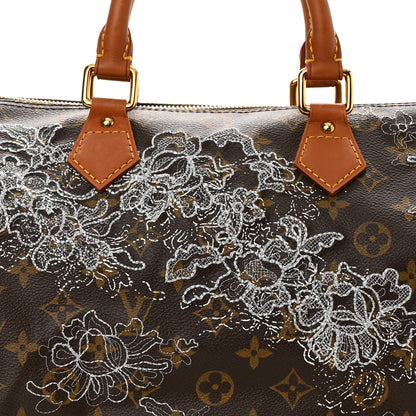 Louis Vuitton Monogram Dentelle Speedy 30 Silver 8 of 10