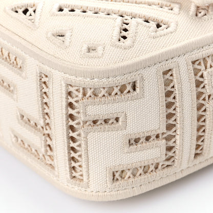Fendi Canvas Cuoio Agata FF Ajour Embroidered Baguette Grezzo Cuoio 8 of 9