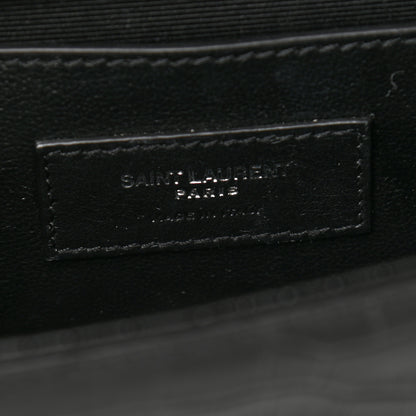 Saint Laurent Calfskin Crocodile Embossed Small Classic Monogram Kate Tassel Satchel Black 6 of 9