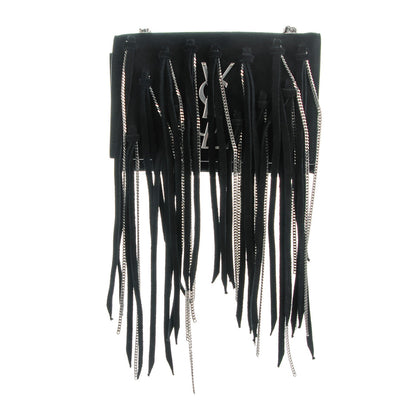 Saint Laurent Suede Fringe Chain Small Monogram Satchel Black 1 of 6