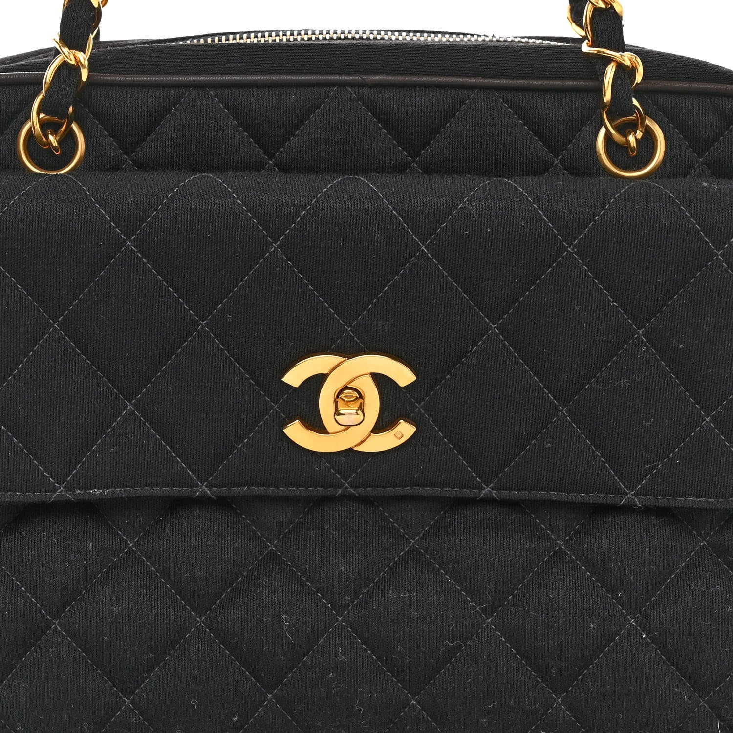 Chanel Jersey Quilted CC Shoulder Bag Black 9 of 11