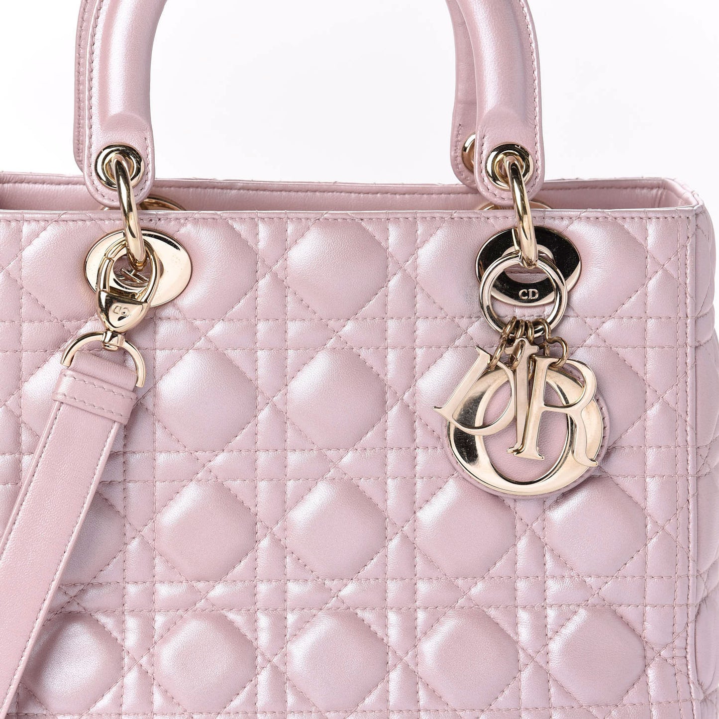 Pearly Lambskin Cannage Medium Lady Dior Lotus