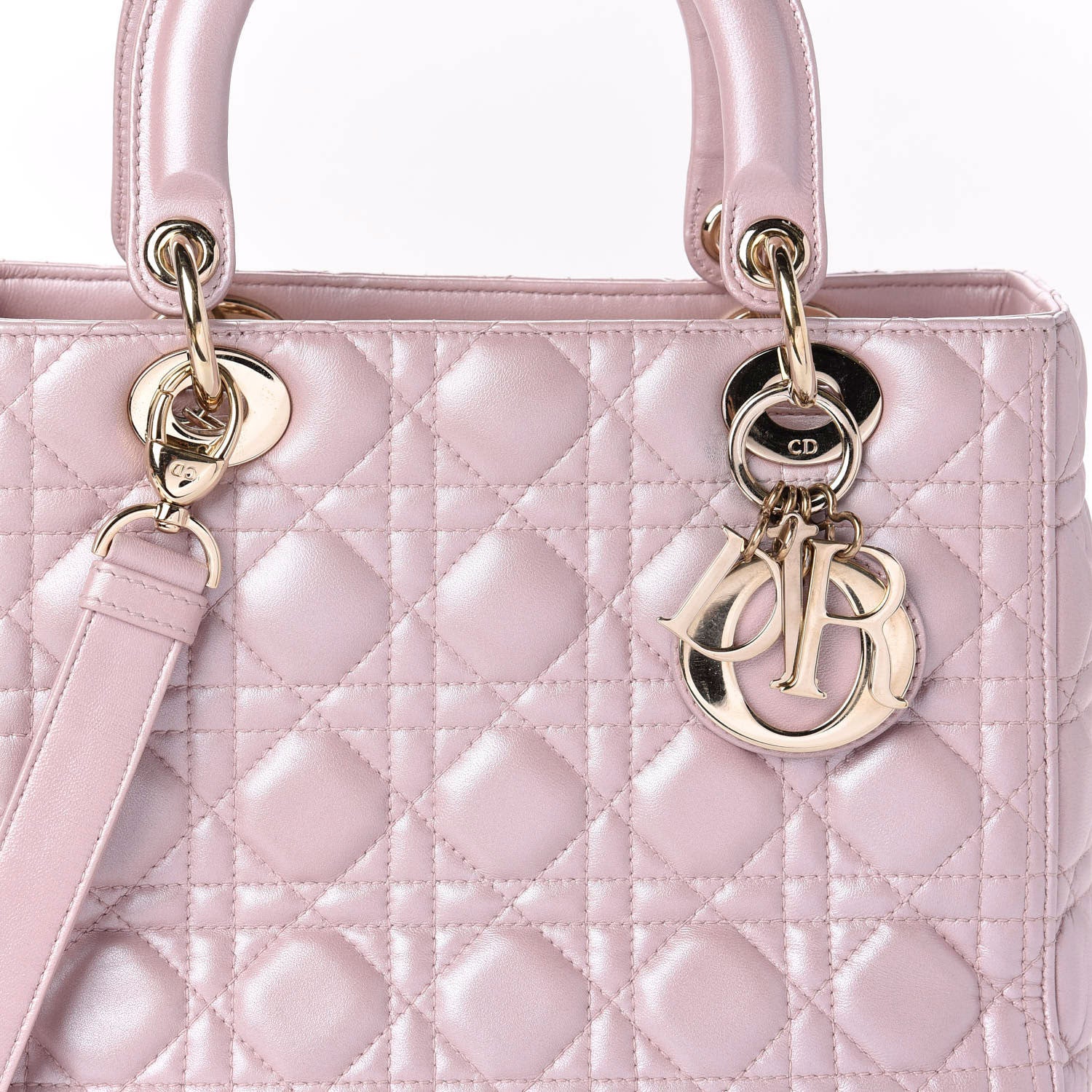 Christian Dior Pearly Lambskin Cannage Medium Lady Dior Lotus 15 of 15