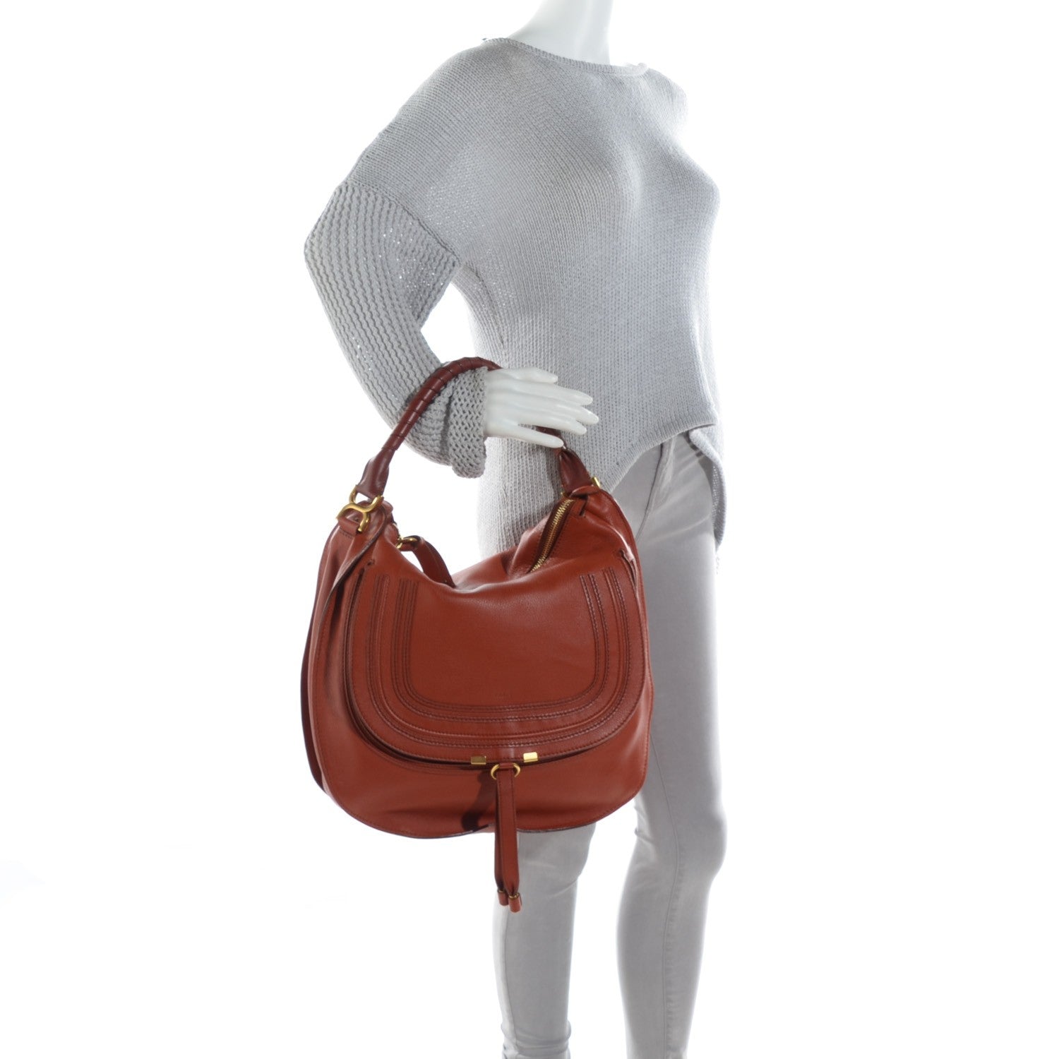 Chloe Calfskin Large Marcie Hobo Whiskey 2 of 8