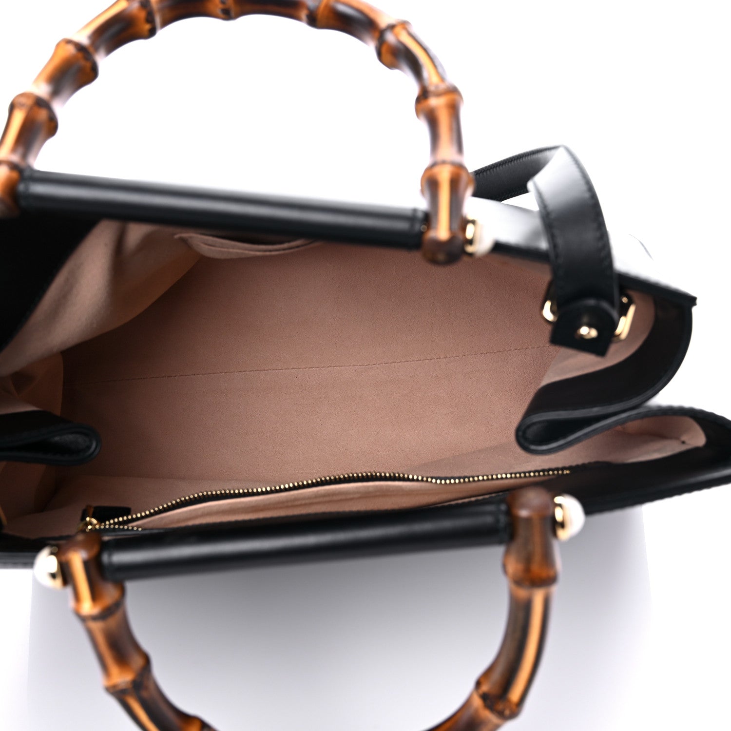Gucci Nappa Bamboo Medium Nymphaea Top Handle Bag Black 5 of 12