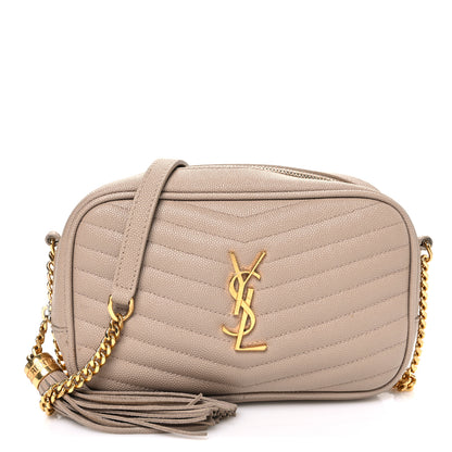Saint Laurent Grain De Poudre Matelasse Monogram Mini Lou Camera Bag Dark Beige 1 of 12