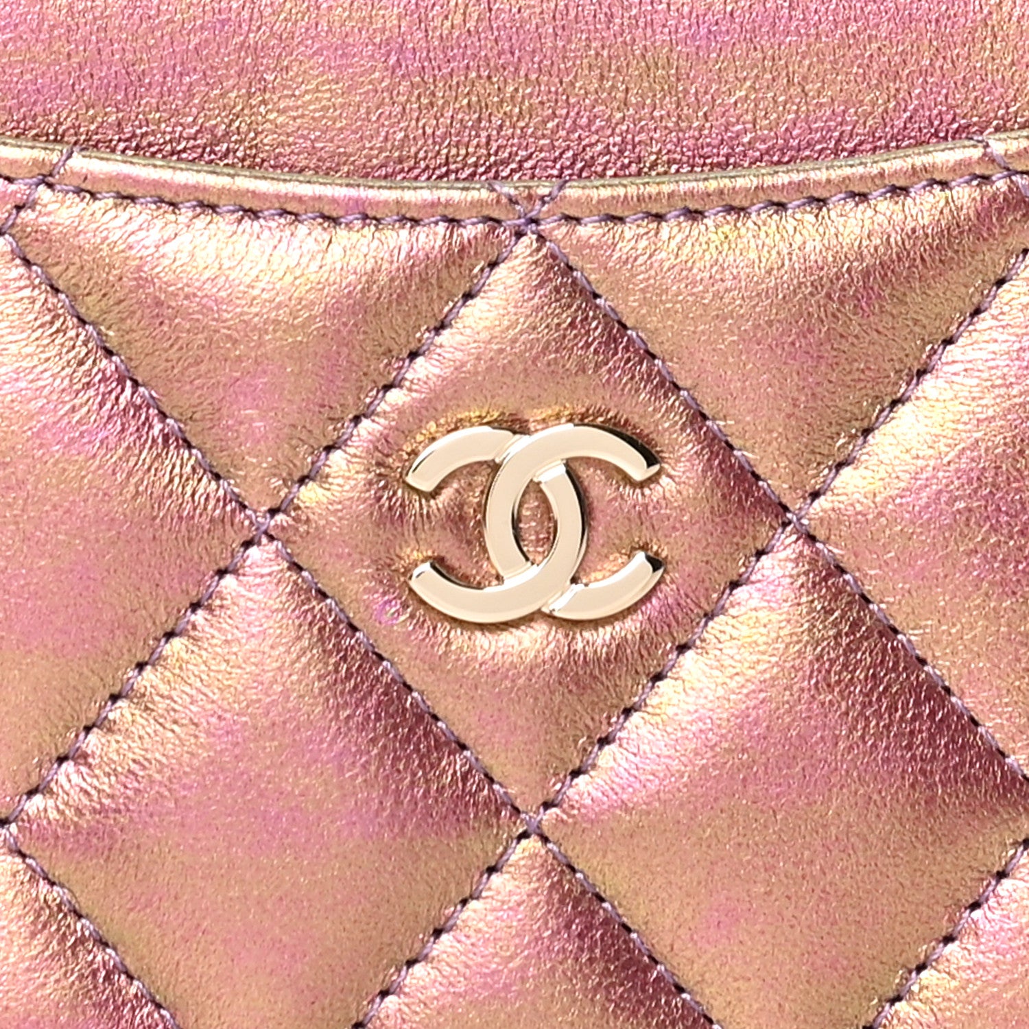 Chanel Iridescent Lambskin Quilted Card Holder Purple 8 of 8
