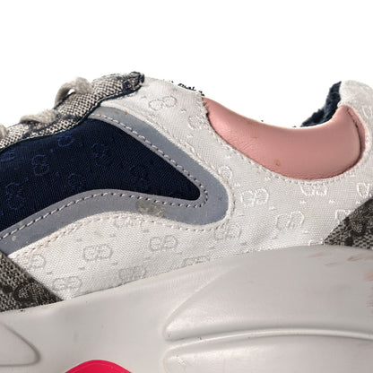 Gucci GG Supreme Monogram Mix Monogram Womens Rhyton Sneakers 37.5 London Blue Beige Pale Pink 11 of 14