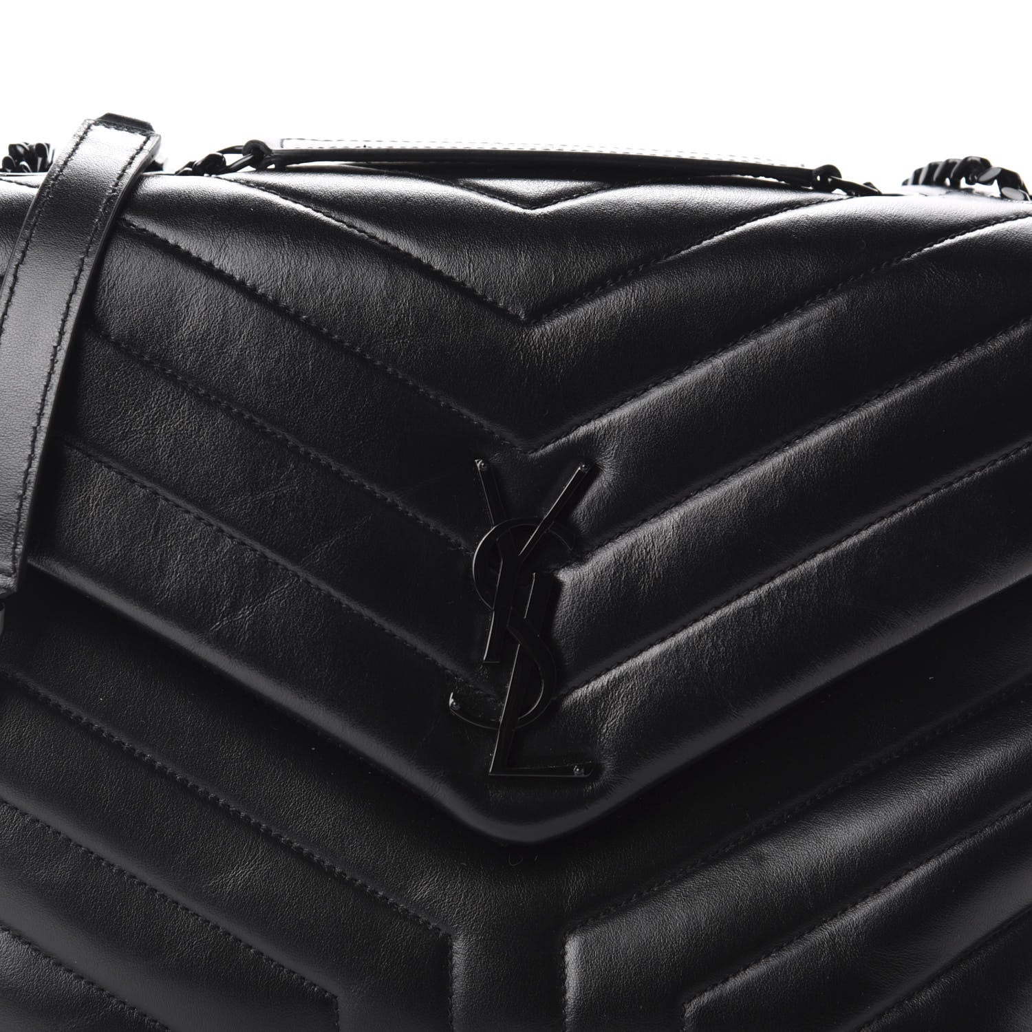 Saint Laurent Calfskin Y Quilted Monogram Medium Loulou Chain Satchel Black 11 of 11
