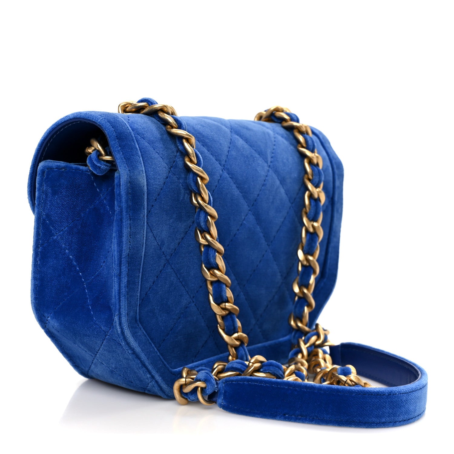 Chanel Velvet Quilted Mini Place Vendome Flap Blue 3 of 10