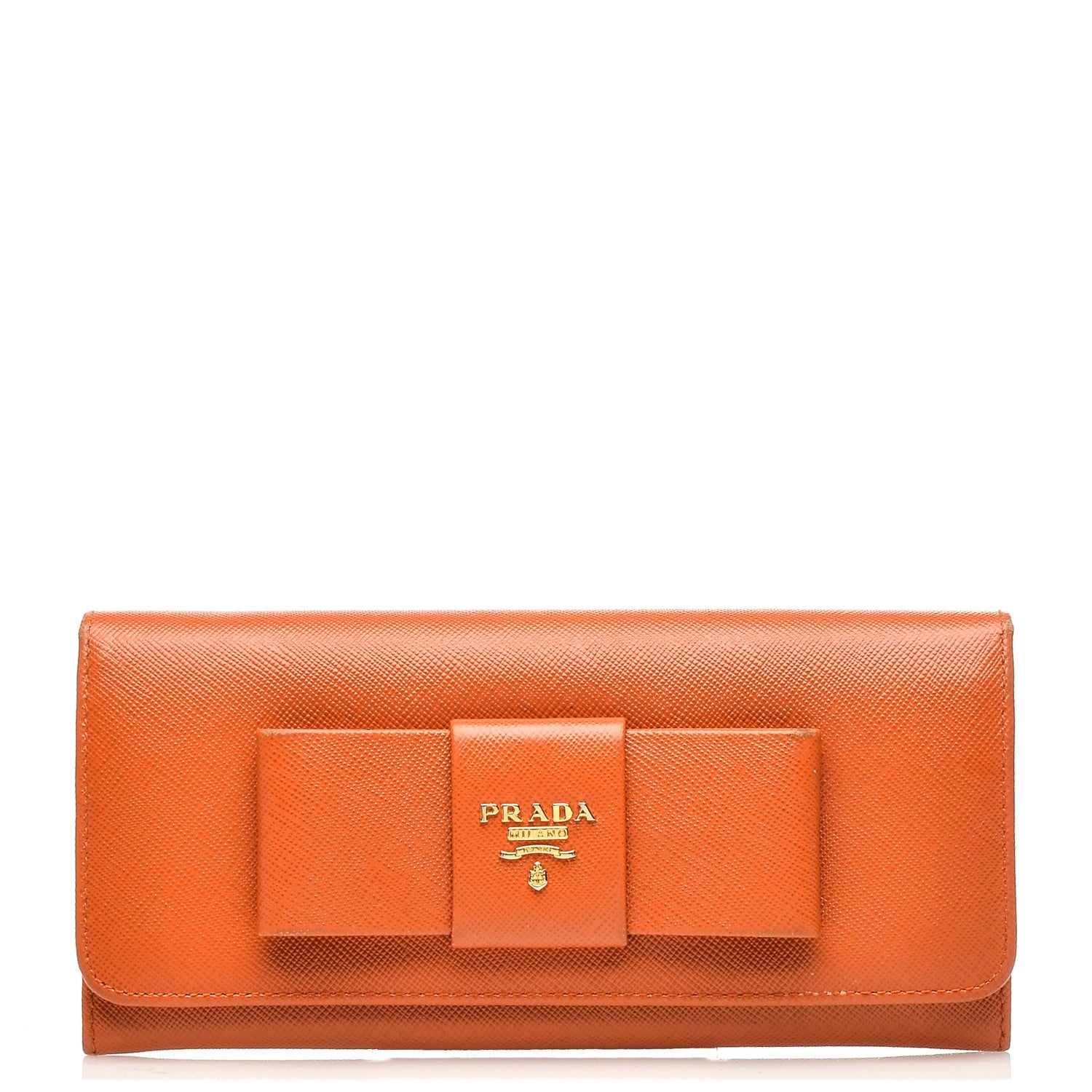 Prada Saffiano Bow Continental Wallet Papaya 1 of 12