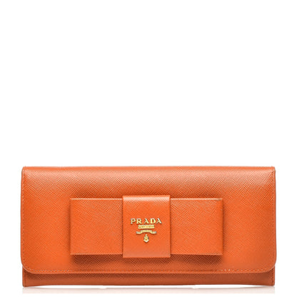 Prada Saffiano Bow Continental Wallet Papaya 1 of 12