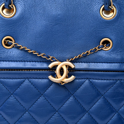 Chanel Calfskin Front Zip CC Drawstring Chain Drawstring Tote Blue 10 of 14