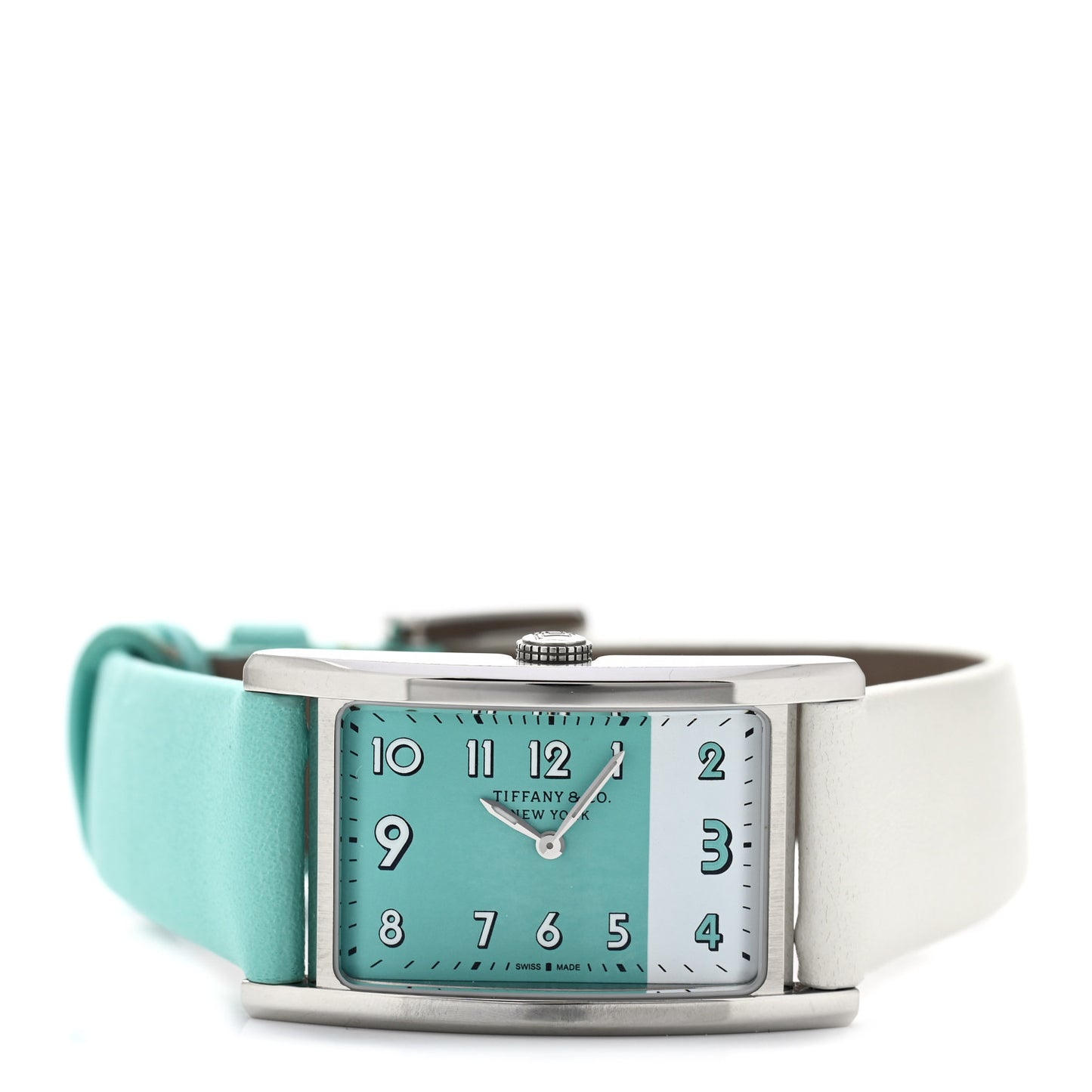 Stainless Steel Calfskin 22mm East West 2-Hand Quartz Watch Tiffany Blue