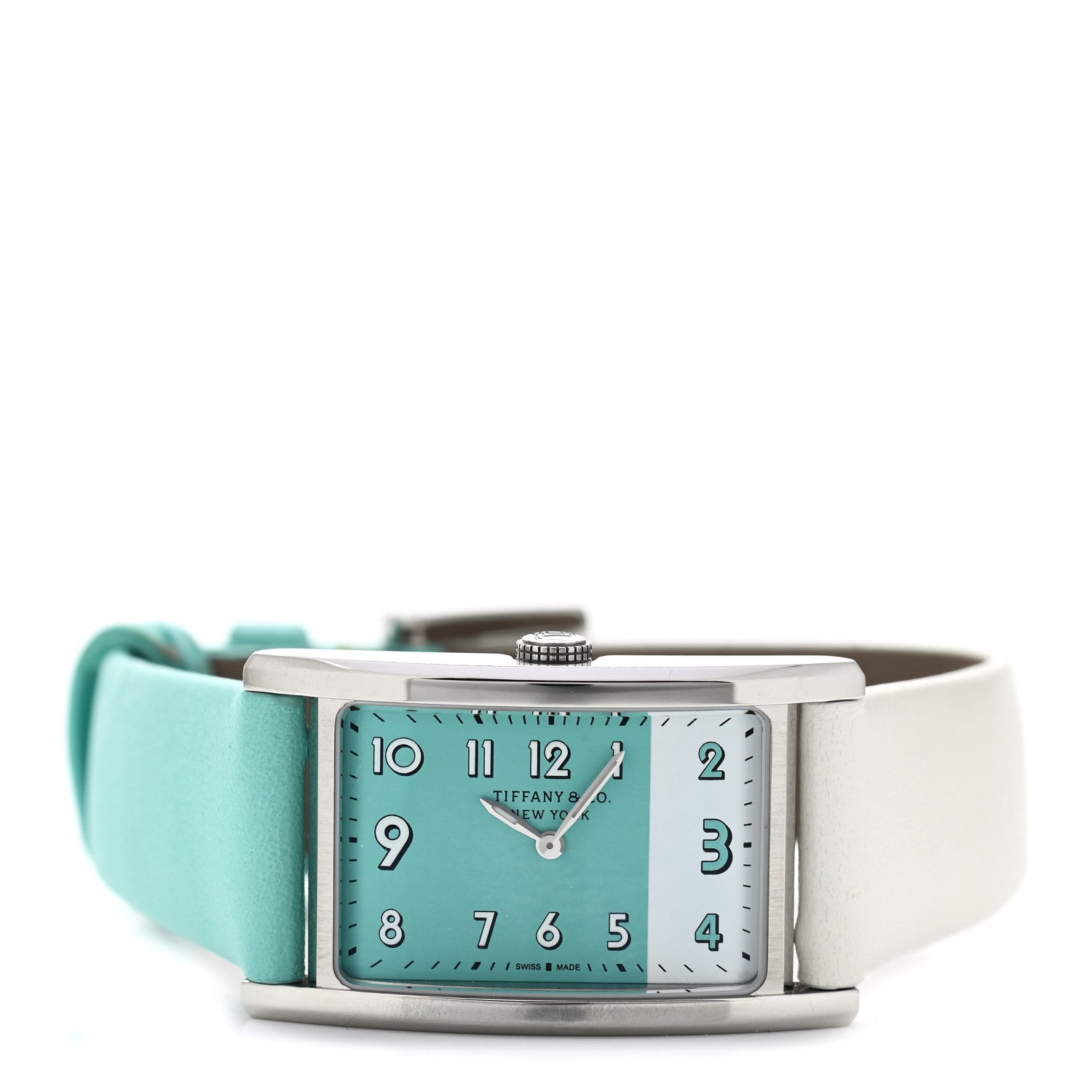 Tiffany Stainless Steel Calfskin 22mm East West 2-Hand Quartz Watch Tiffany Blue 2 of 5