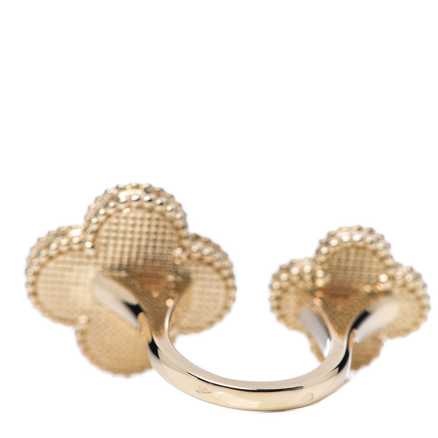18K Yellow Gold Grey Mother of Pearl Black Onyx Magic Alhambra Between the Finger Ring 48 4.5