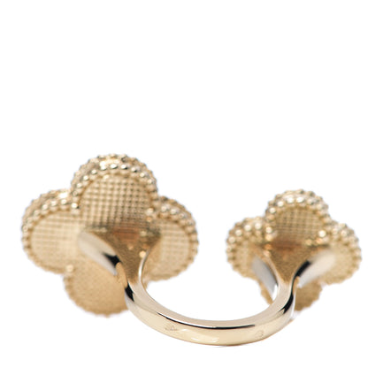 Van Cleef & Arpels 18K Yellow Gold Grey Mother of Pearl Black Onyx Magic Alhambra Between the Finger Ring 48 4.5 3 of 5