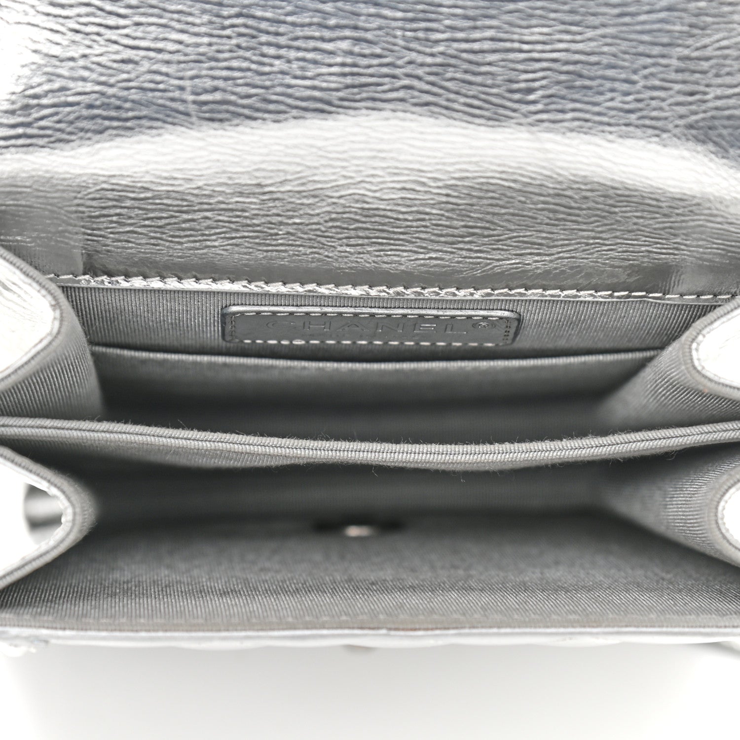 Chanel Metallic Goatskin Quilted North South Boy Flap Silver 5 of 9