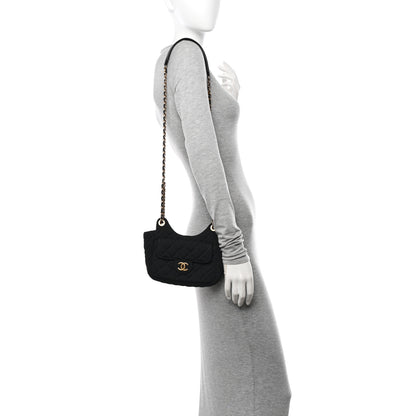 Chanel Jersey Quilted Small Wavy CC Hobo Black 2 of 11