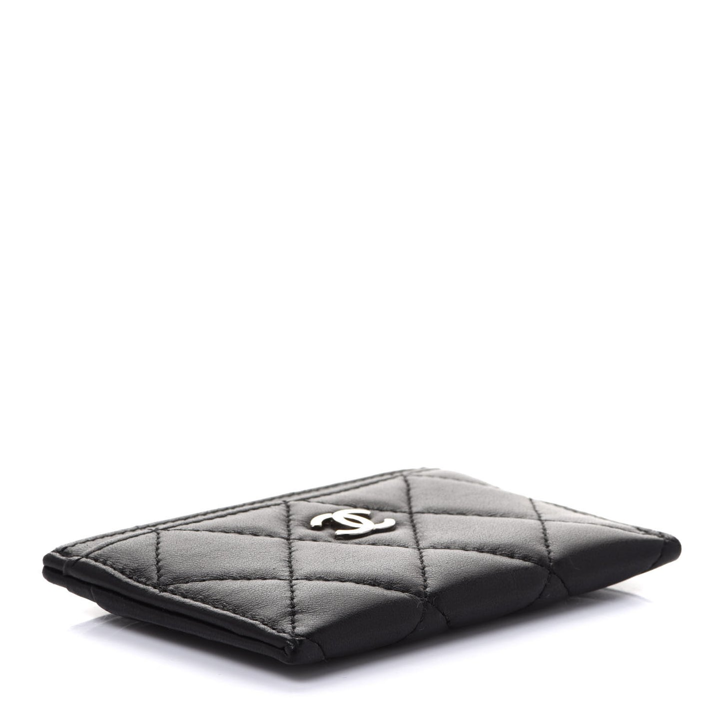 Lambskin Quilted Card Holder Black