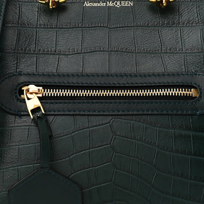 Alexander McQueen Crocodile Embossed Calfskin The Short Story Shoulder Bag Black 7 of 11