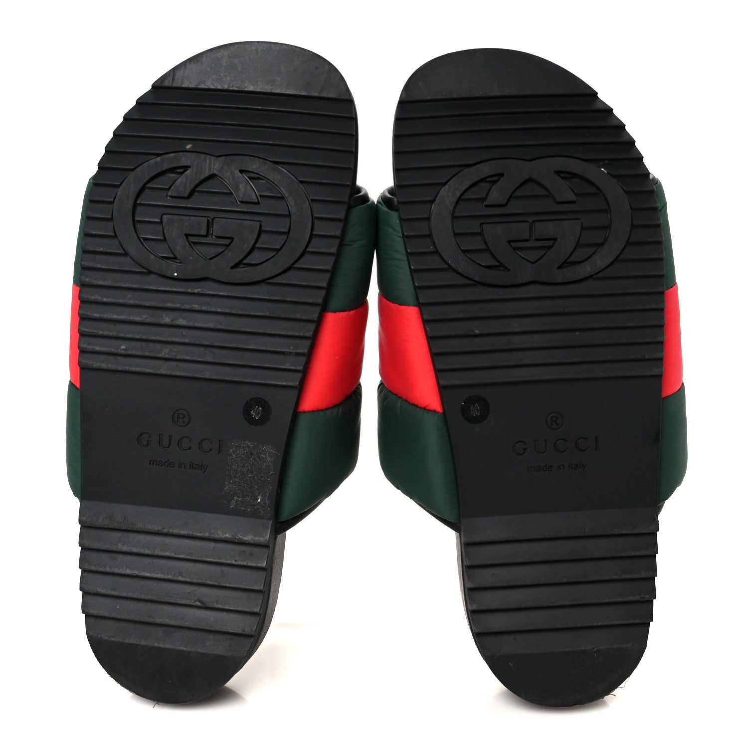 Gucci Nylon Web Womens Slide Sandals 40 Black Green Red 6 of 11