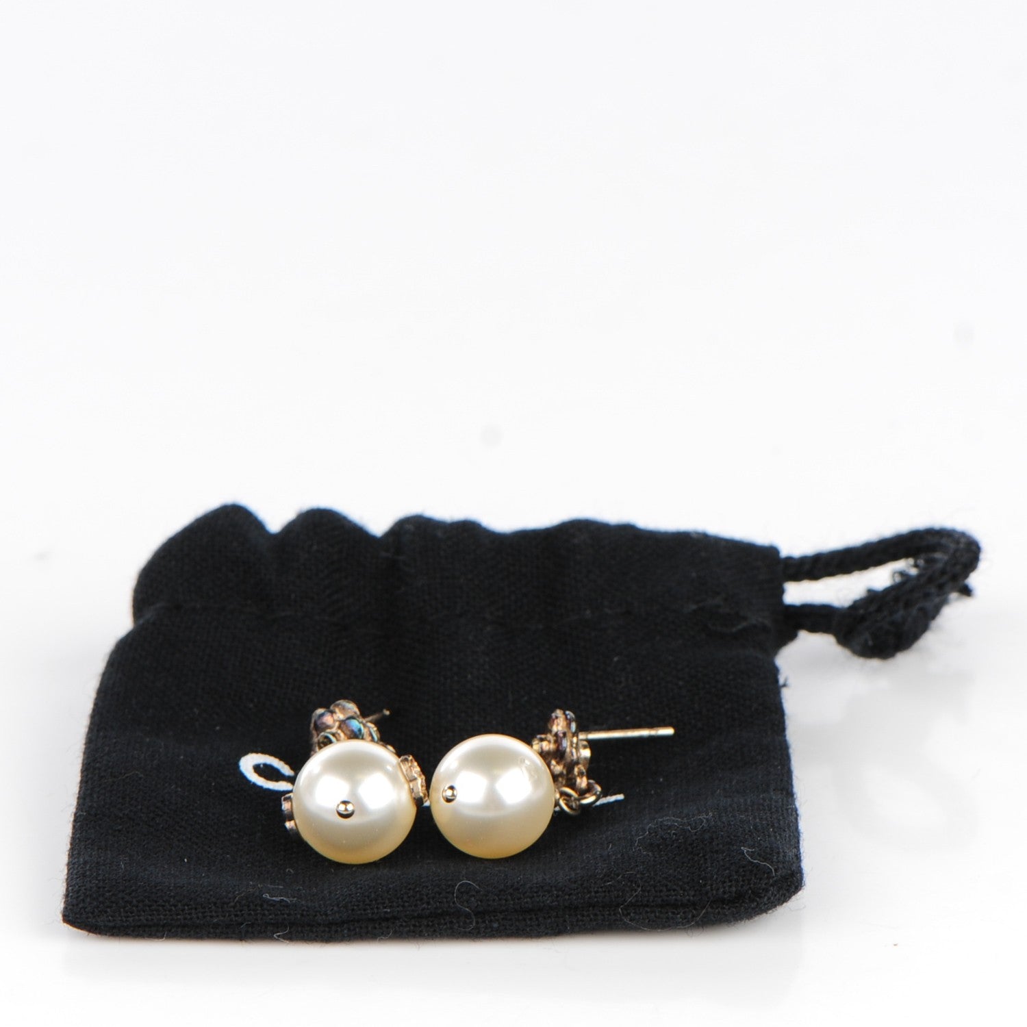 Chanel Pearl CC Camellia Dangle Earrings Gold 5 of 5