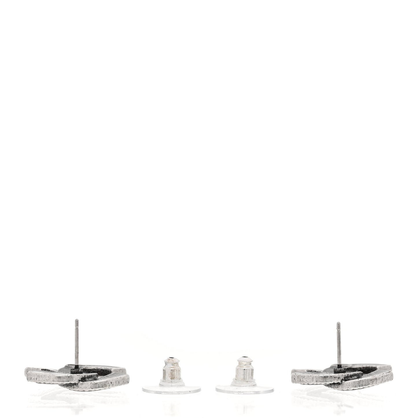 Ruthenium Twisted CC Earrings Silver