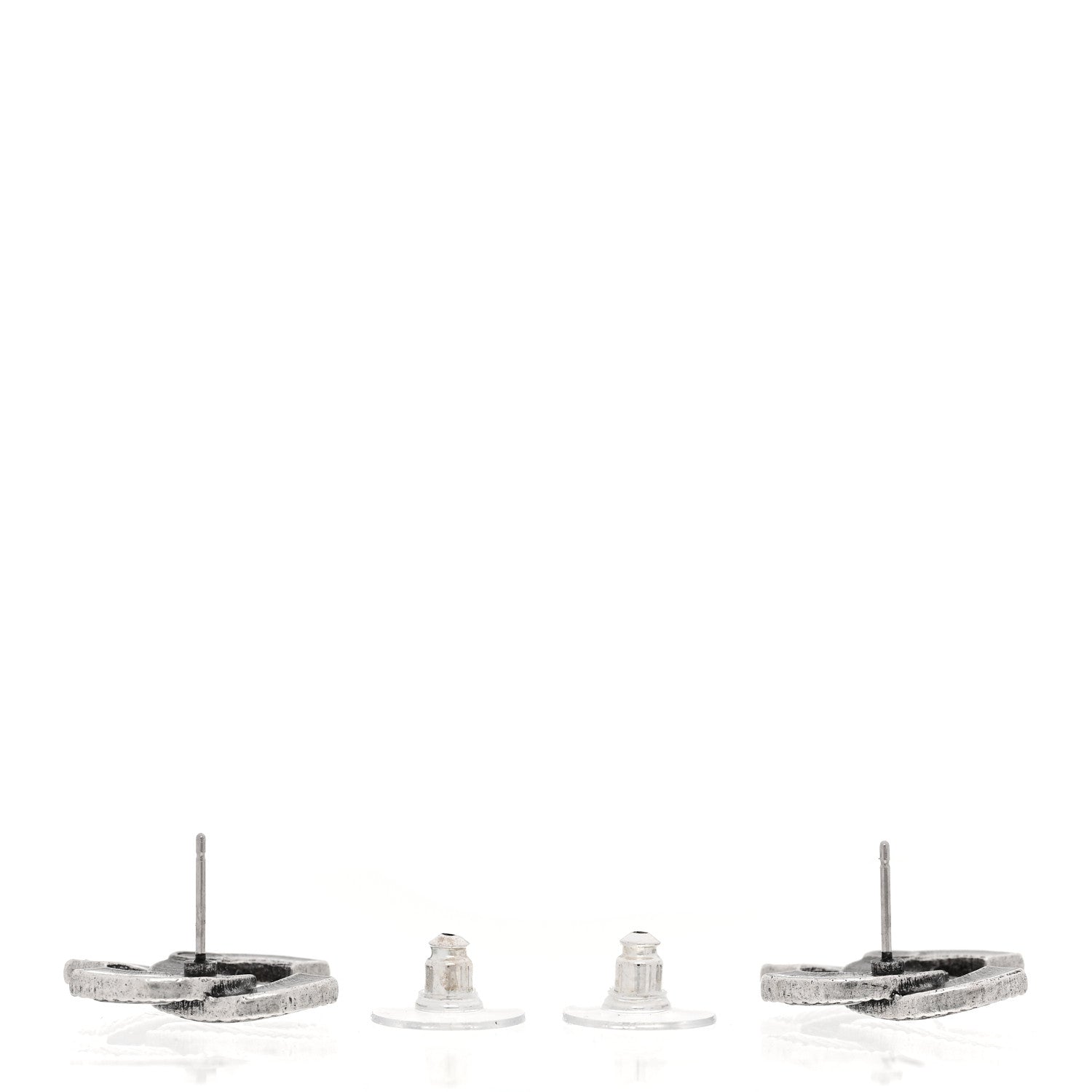 Chanel Ruthenium Twisted CC Earrings Silver 3 of 5