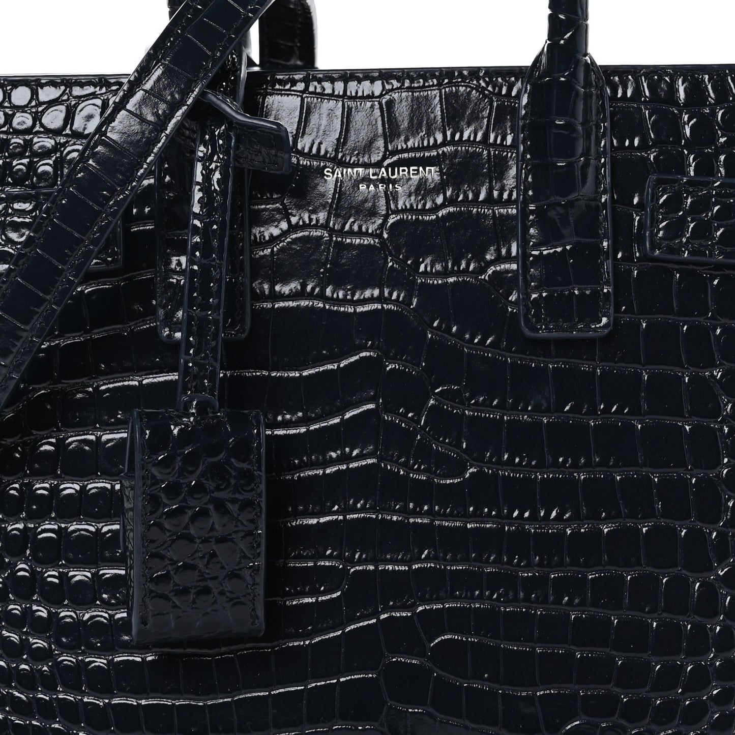 Calfskin Crocodile Embossed Nano Sac De Jour Deep Marine