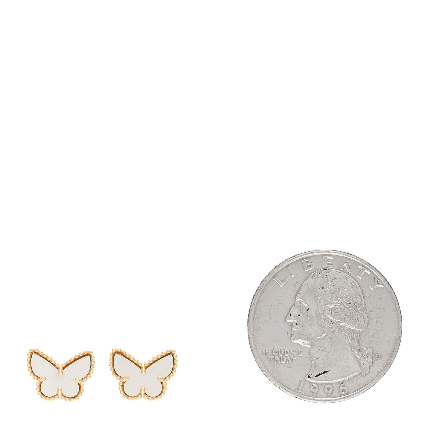 Van Cleef & Arpels 18K Yellow Gold Mother of Pearl Sweet Alhambra Butterfly Earrings 2 of 5