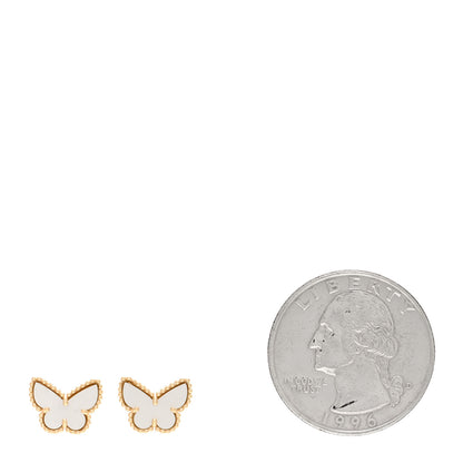 Van Cleef & Arpels 18K Yellow Gold Mother of Pearl Sweet Alhambra Butterfly Earrings 2 of 5