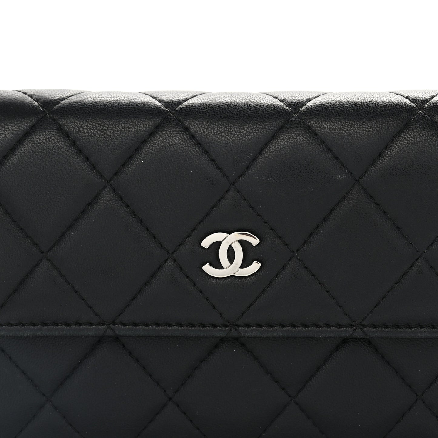Lambskin Quilted Large Flap Wallet Black