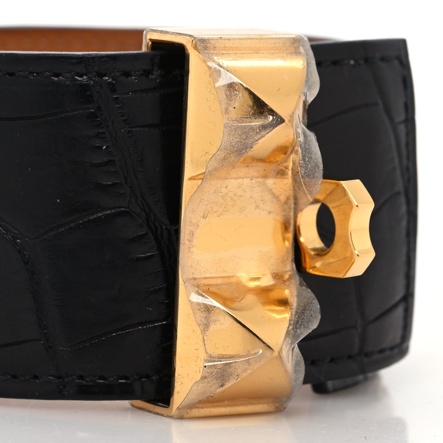 Hermes Shiny Alligator Collier de Chien CDC Bracelet S Black 7 of 7