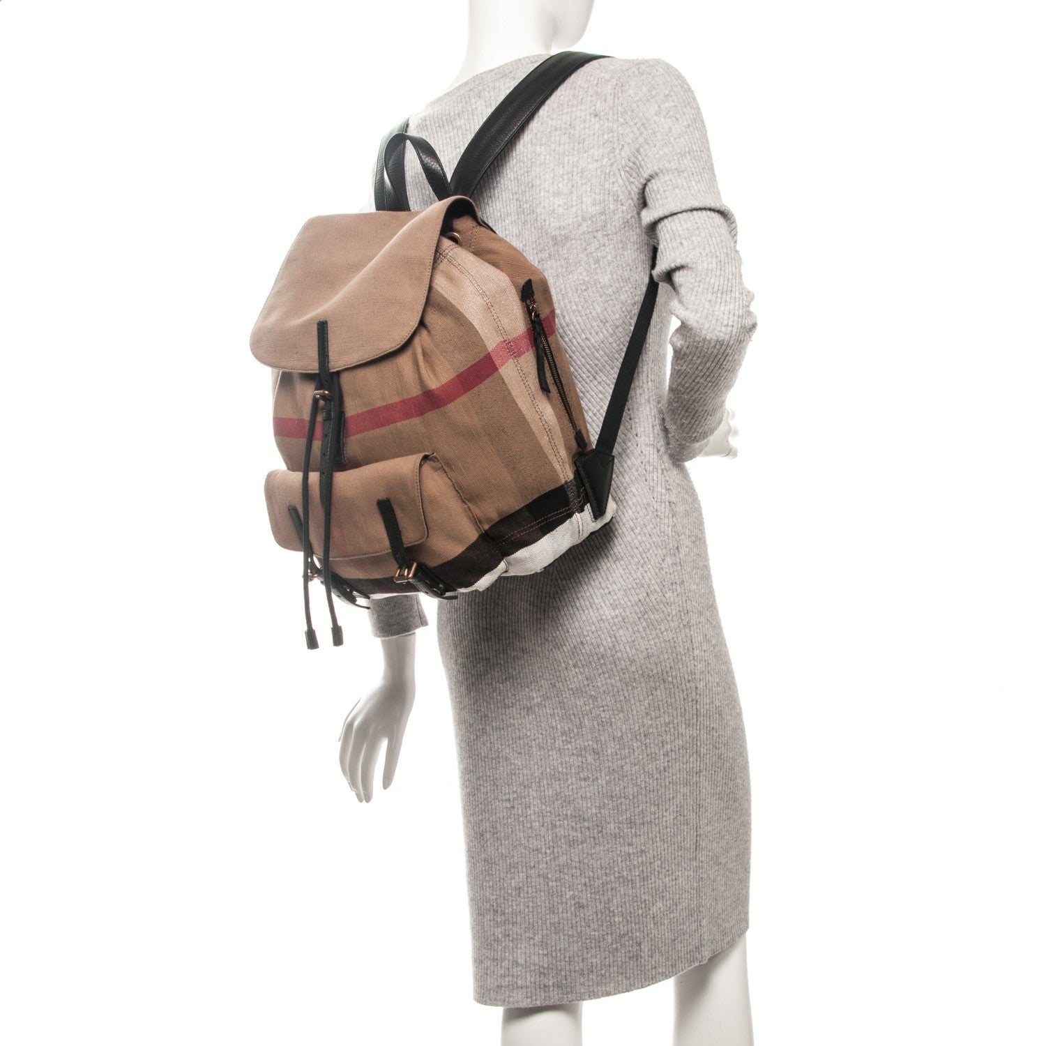 Burberry Canvas Mega Check Brookdale Backpack Black 2 of 7