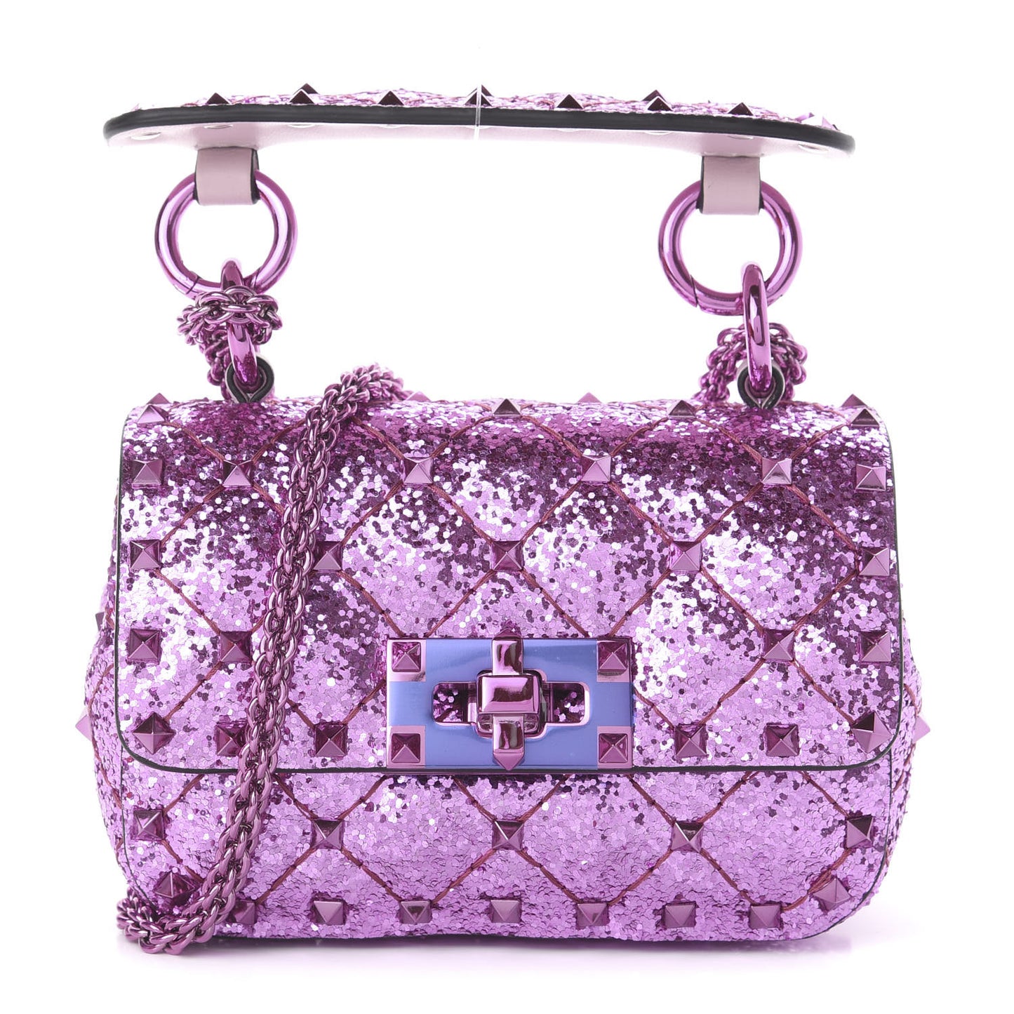 Glitter Micro Rockstud Spike Shoulder Bag Water Lilac