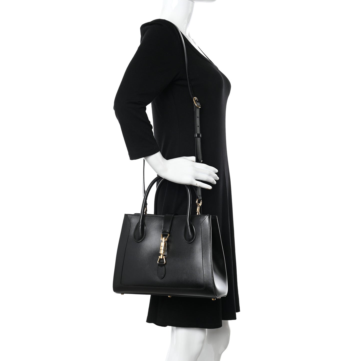 Boarded Plutone Calfskin Medium Jackie 1961 Tote Black
