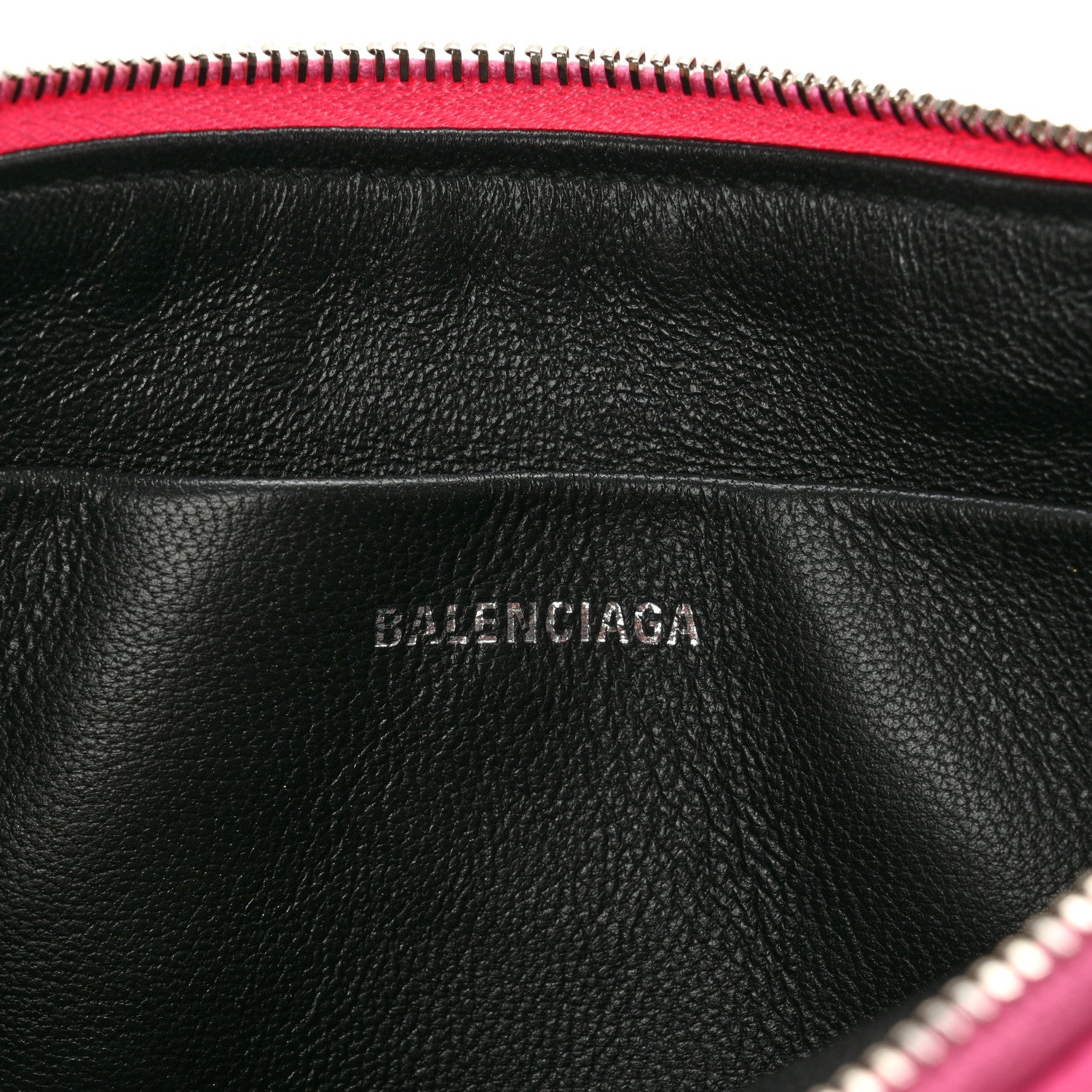 Balenciaga Calfskin Logo Zip Pouch Acid Pink Light Black 6 of 12