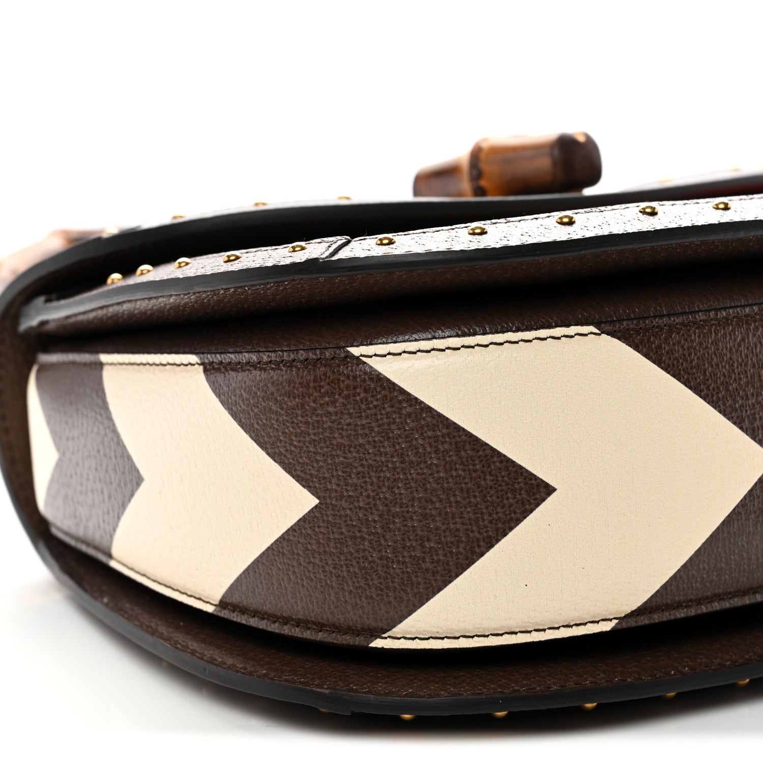 Gucci GG Supreme Monogram Studded Calfskin Centum Medium Bamboo 1947 Top Handle Bag Beige Ebony Multicolor 10 of 11