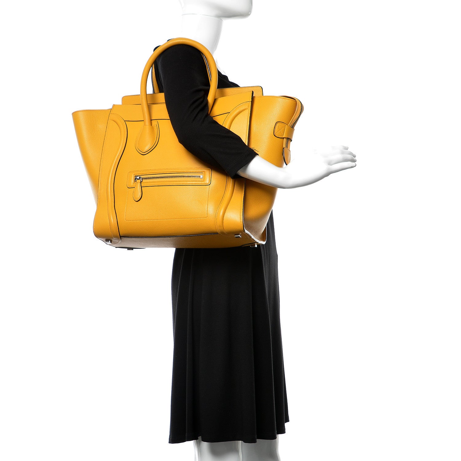 Celine Drummed Calfskin Mini Luggage Ocre 2 of 23