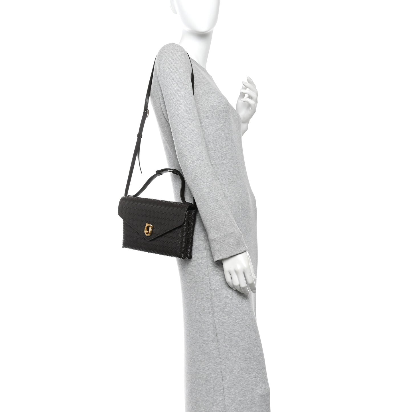 Nappa Intrecciato Knot Lock Top Handle Crossbody Bag Fondant