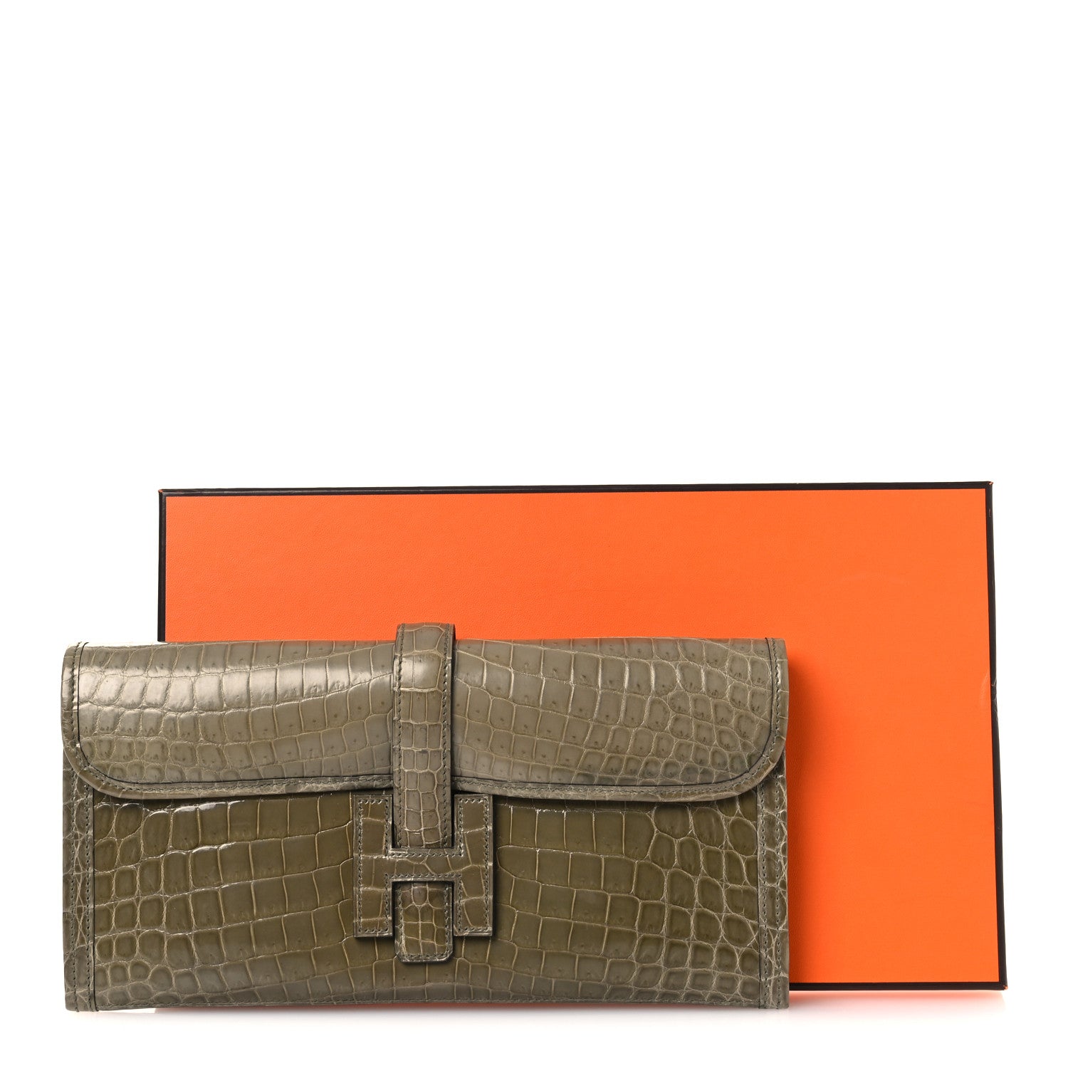 Hermes Shiny Niloticus Crocodile Jige Elan 29 Clutch Gris Tourterelle 13 of 13