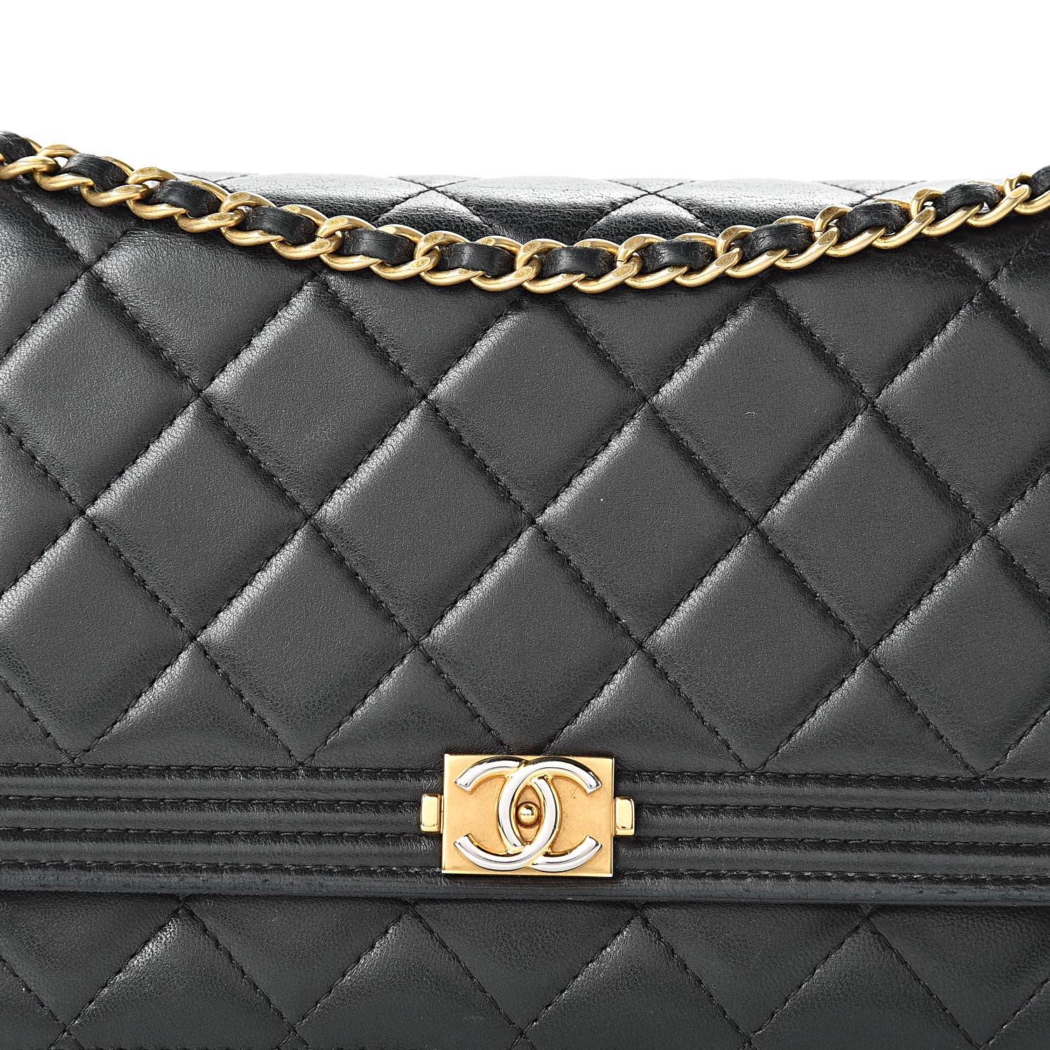 Chanel Lambskin Quilted Boy Wallet On Chain WOC Black 9 of 20